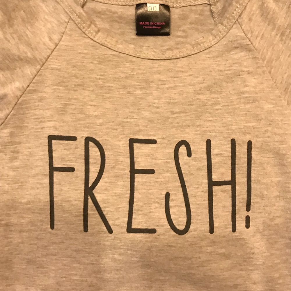 “FRESH” Long Sleeved Grey Romper